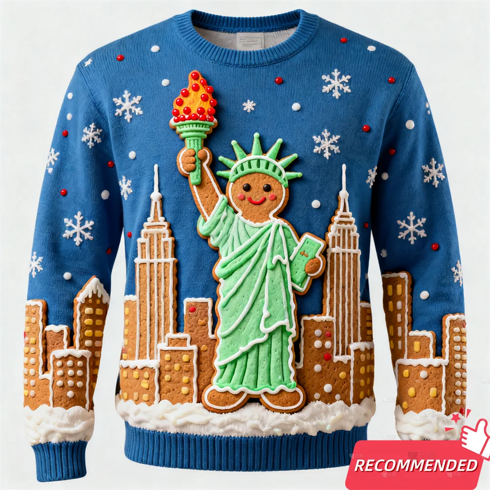 Maxy Funny Gingerbread Man Ugly Christmas Sweater Cartoon Anime Women Men Pullover Y2k Top New Fashion Xmas Sweatshirt Tracksuit