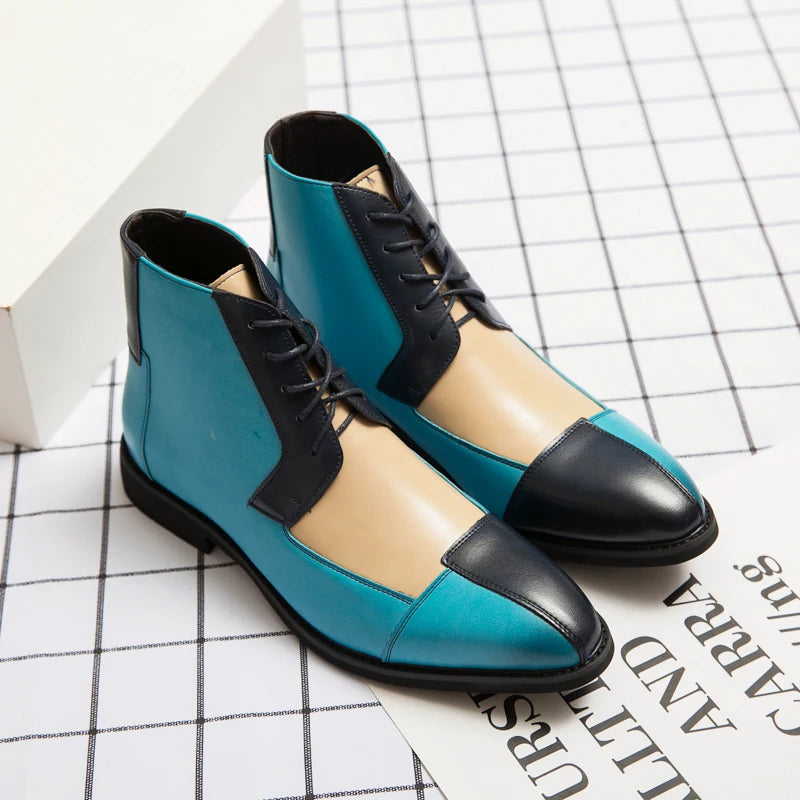Amay Italian Style Chelsea Boots Mens Mid Calf Dress Shoes Business Formal Ankle Boots Male Winter Spring Split Leather Casual Shoes