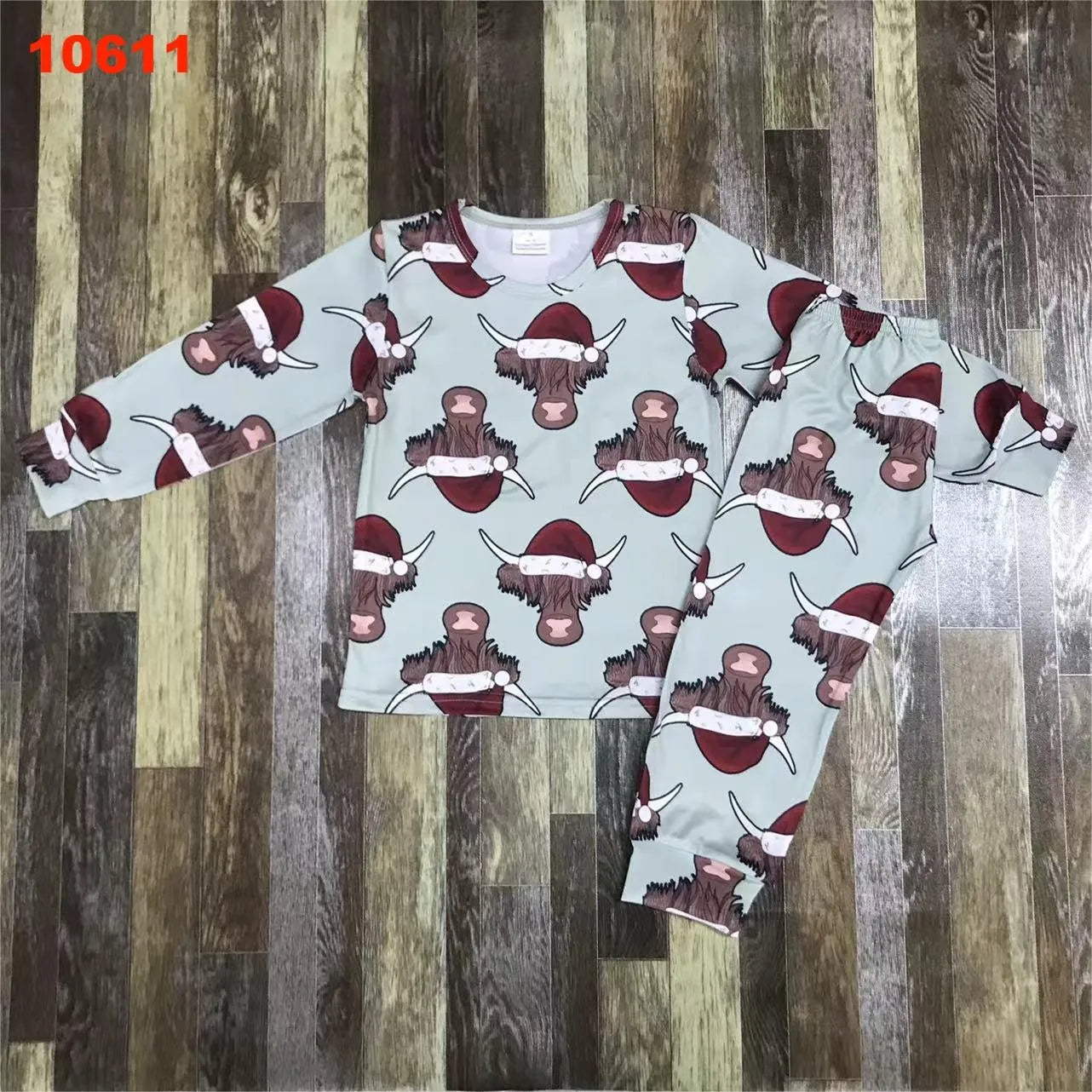 Maxy Red Fall Christmas Children's Pajamas set Santa baby autumn long cotton long-sleeved top + long pants pajamas set