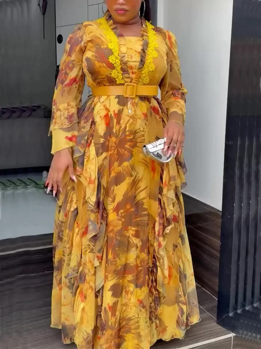 Maxy Outfits Plus Size Party Dresses for Women New Summer Fashion Print Wedding Evening Gown Elegant Muslim Maxy Dress