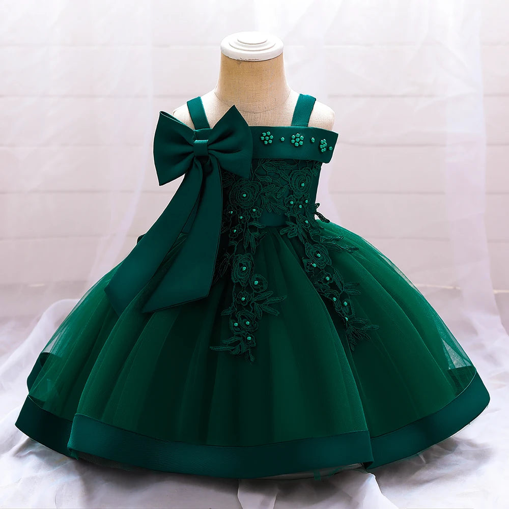 Maxy Baby Girl Baptism Newborn Photography Clothing Toddler Birthday Bow Summer Dress Kids Christening Children Princess Ball Gown