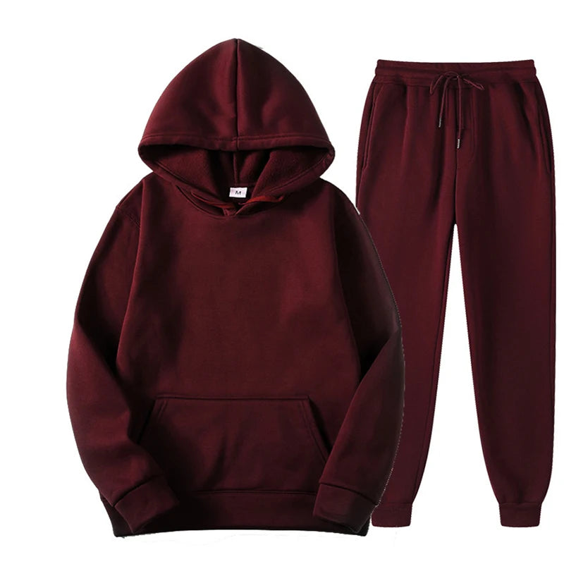 Maxy Oversized Tracksuit Women Suit Fleece Hoodies Casual Sports Set Sweatshirts Pullover Jogging Sweatpants Korean Fashion