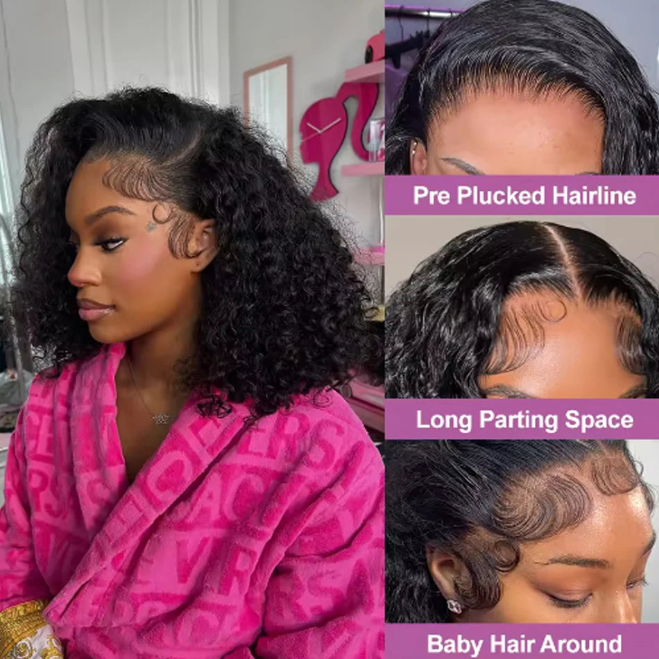 Maxy Kinky Curly Wig Human Hair 13x4 Curly Lace Front Human Hair Wigs Deep Curly Lace Closure Wig For Women 180 Density