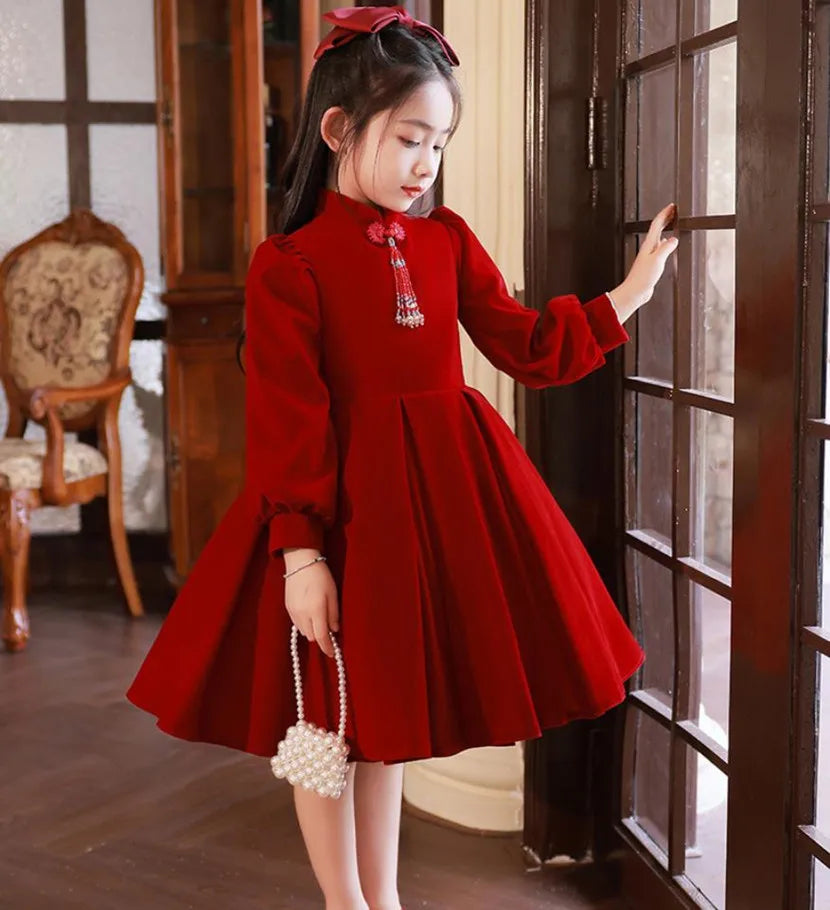 Maxy New Children's Evening Gown Spanish Vintage Girls Birthday Party Red Dresses