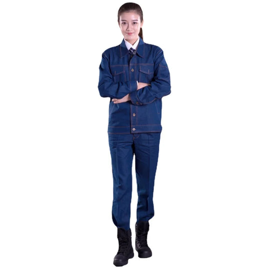 Thin Denim Jacket and Jeans Pants Sets for Men Women Long Sleeve Work Uniforms Electrician Auto Repair Mechanic Uniforme