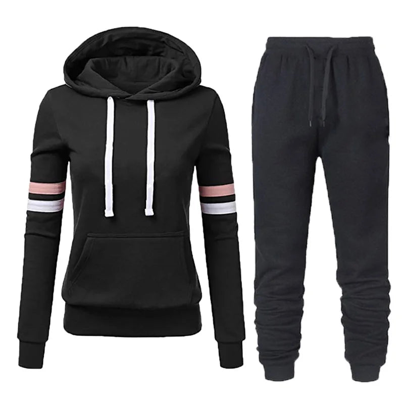 Maxy Oversized Tracksuit Women Suit Fleece Hoodies Casual Sports Set Sweatshirts Pullover Jogging Sweatpants Korean Fashion