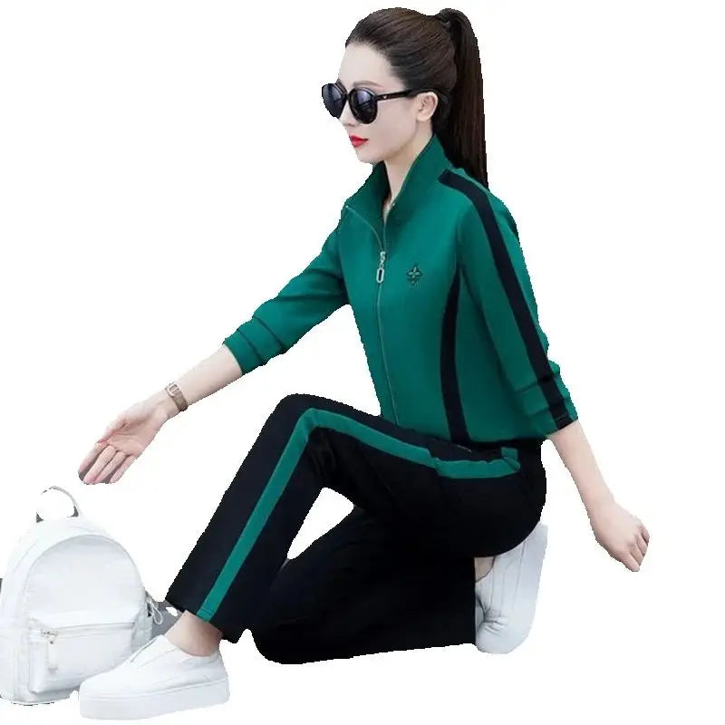 Babs Sportswear Suit Spring and Autumn Women's Clothing New Fashion Leisure Tracksuit For Woman Crop Top Pants 2 Two Pieces Set