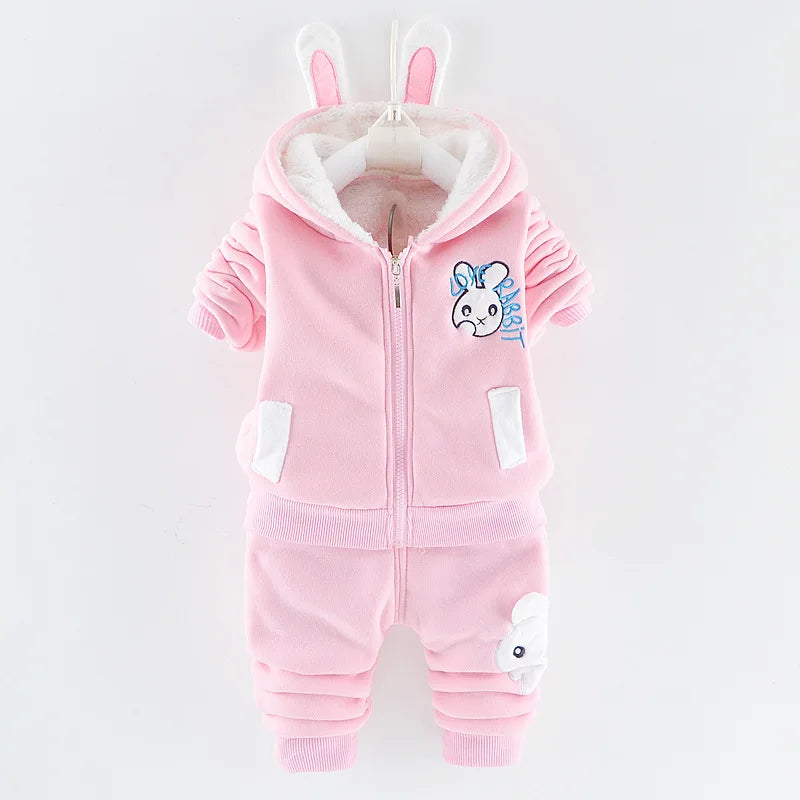 Maxy 2024 New Baby Boys Girls Christmas Cartoon Winter Hooded Plush Warm Vest Coat+Sweatshirt+Pants 3Pcs Infant Children Sports Suit