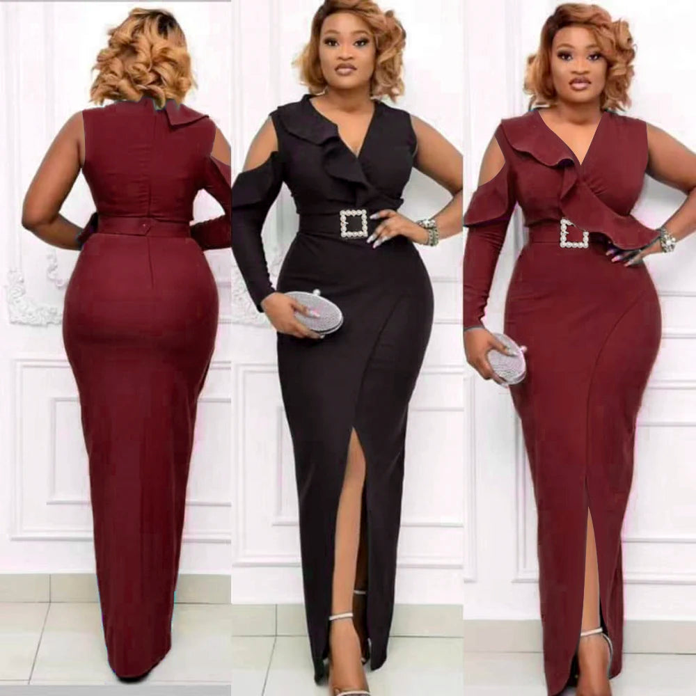Maxy Elegant Dresses for Women Sleeveless V-Neck Bodycon Wedding Party Dress Fashion Sexy Long Maxy Plus Size Turkey Outfits