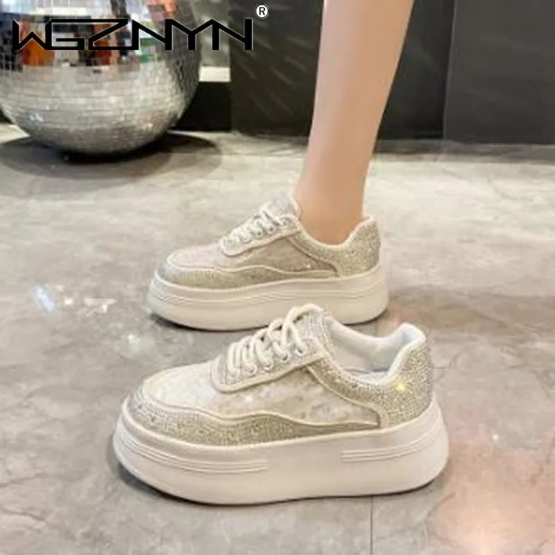 Amay NEW Spring Bright Black Color Chunky Shoes Women Vulcanized Sneakers Platform Shoe Luxury Designer Sneaker Zapatillas Mujer