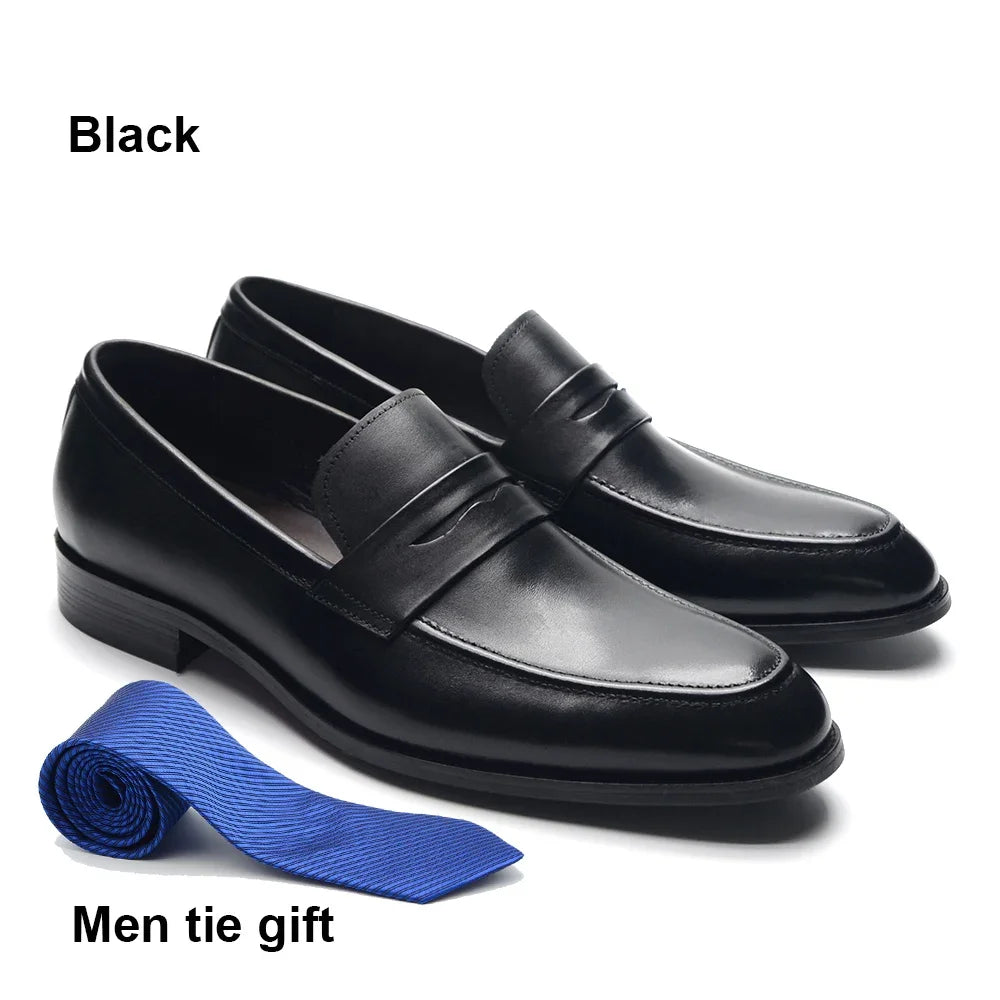 Visco Classic Handmade Mens Penny Loafers Genuine Leather Blue Wedding Party Formal Shoes Italian Style Business Dress Shoes for Men