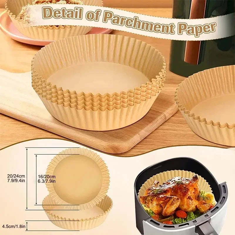 Maxy 23CM Air Fryer Disposable Baking Paper Liner Non-Stick Mat Steamer Square Round Parchment for Microwave Oven Kitchen Cookers