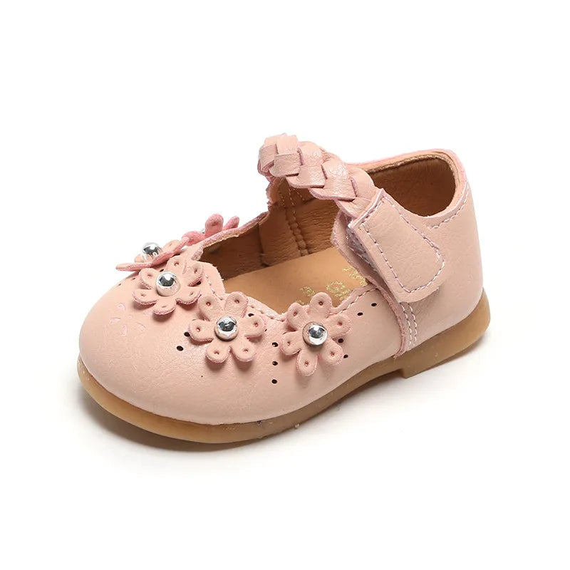 Babs's toddler shoes kid's girls baby princess shoes with flower children leather shoes infant soft bottom spring/autumn sneakers