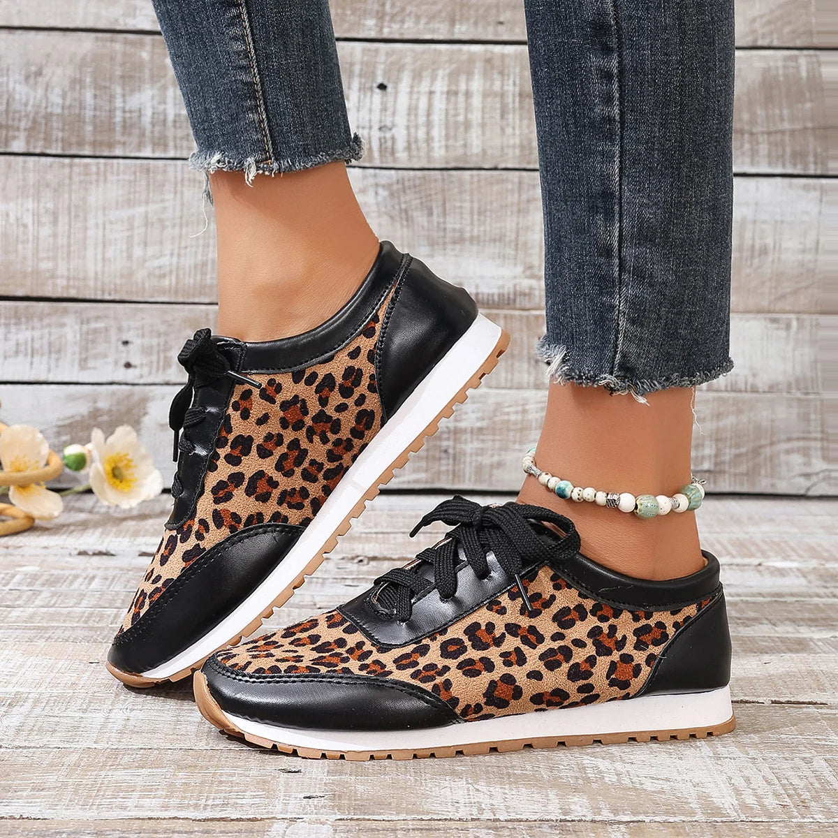 Women Casual Shoes Autumn Platform Leopard Sneakers Women Casual Flat Walking Shoes for Women Plus Size Outdoor Designer Shoes