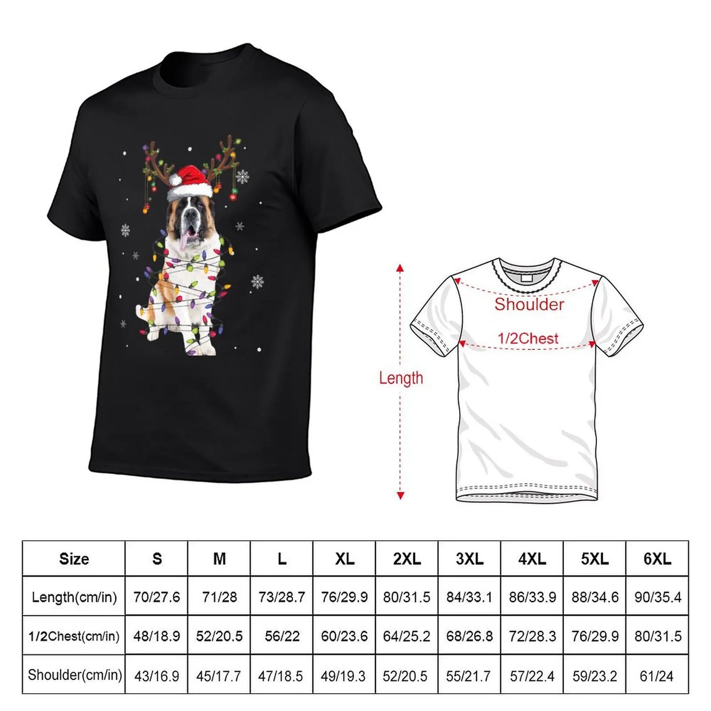 St Bernard Christmas Reindeer Santa Dog Lover Pajama T-Shirt korean fashion quick-drying summer clothes tees clothes for men