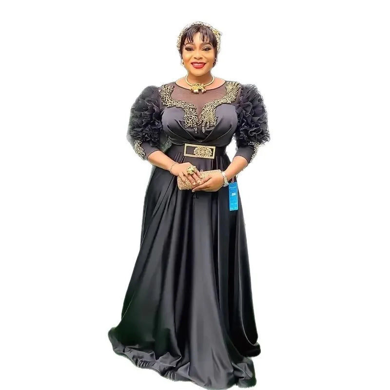 Amay Dresses For Women Elegant Spring Autumn Dashiki Midi Dress Ladies Traditional African Clothing Fairy Dresses