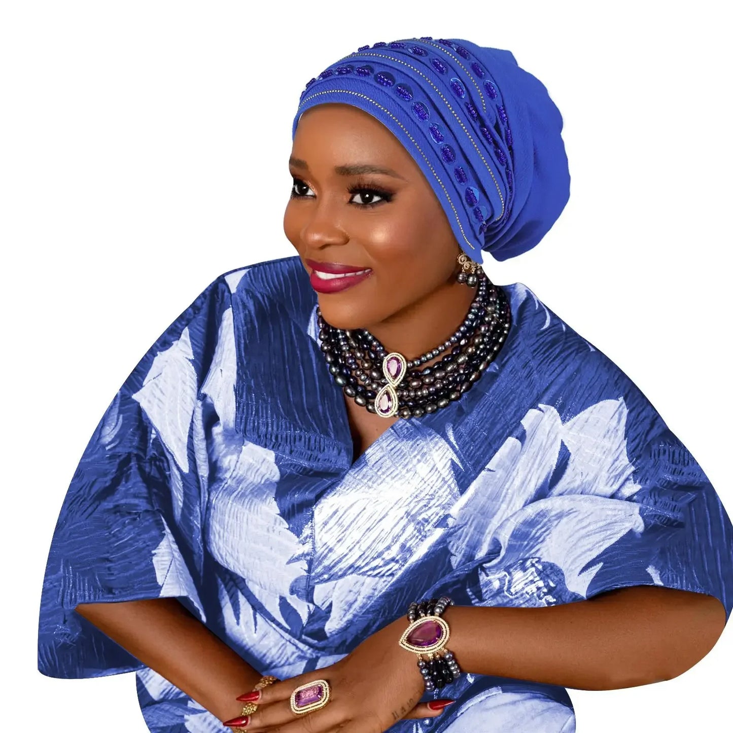 Maxy New Diamonds Turban Cap for Women Muslim Hijab Bonnet Headscarf Nigeria Geles Wedding Hat African Auto Gele Head ties Head Wrap