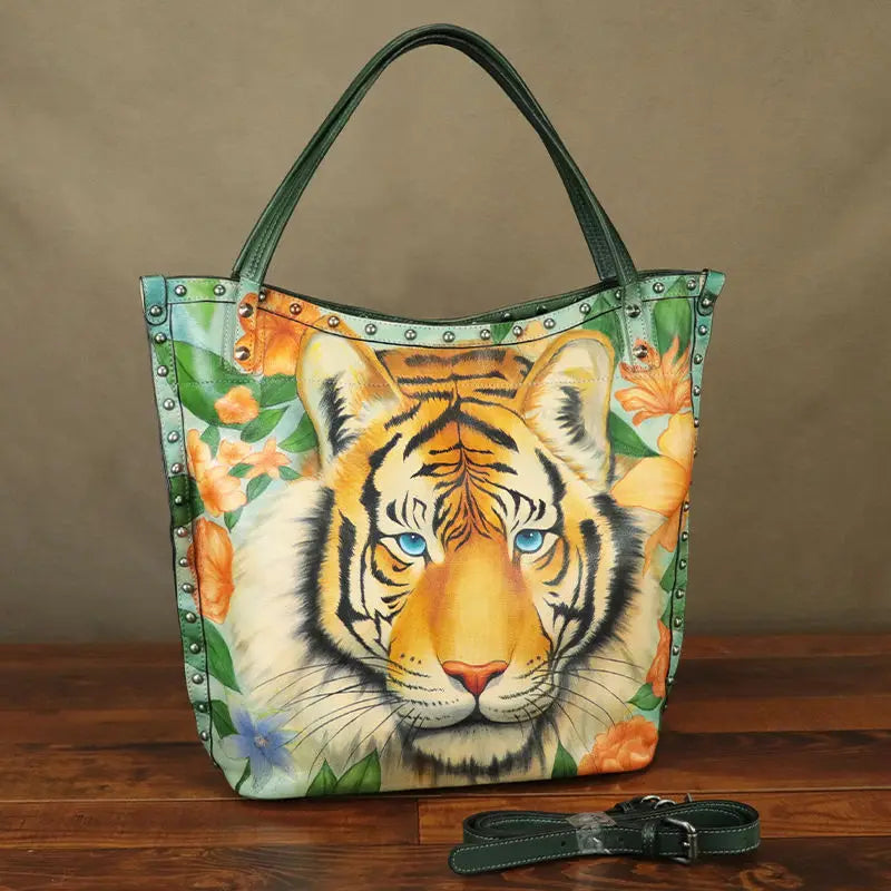 Maxy Luxury Fashion Leather Women's Bag Large Capacity Hand Drawn Handbags Tote Bag Shoulder Crossbody Bags First Layer Cowhide
