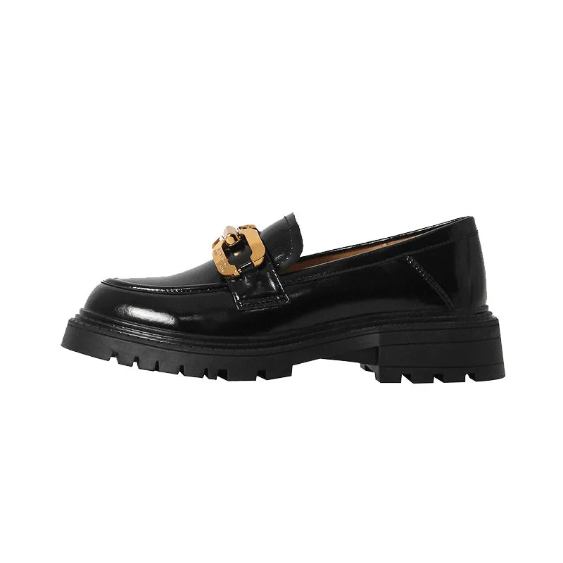 Amay Women Loafers Sneakers Spring New Genuine Leather Platform Shoes Women Casual British Style Female Penny Shoes
