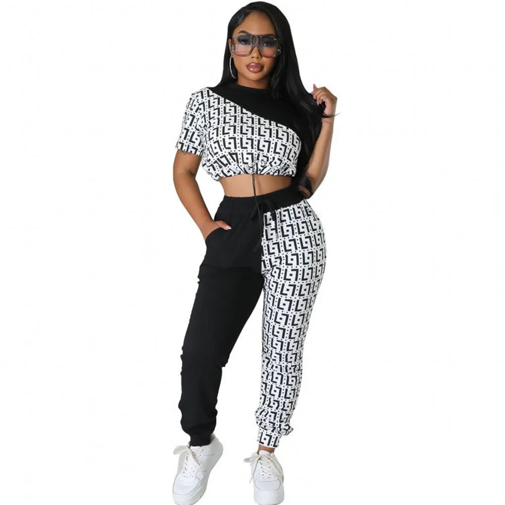 Maxy Two Piece Set Africa Clothes African New Dashiki Fashion Letter Print Suit Top And Trousers Pants Party For Women Outfits
