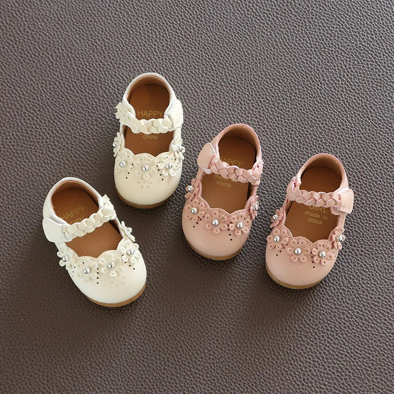 Babs's toddler shoes kid's girls baby princess shoes with flower children leather shoes infant soft bottom spring/autumn sneakers