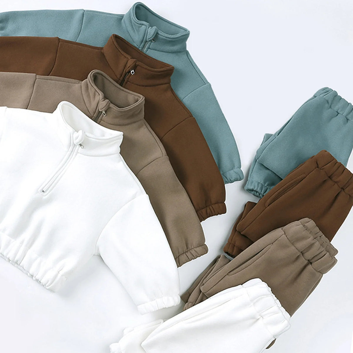 Maxy Children Kids Outfits Autumn Suits Solid Color Cotton Pants Long Sleeve Sweatshirt Clothes For Toddler Boys Girls Tracksuit Set