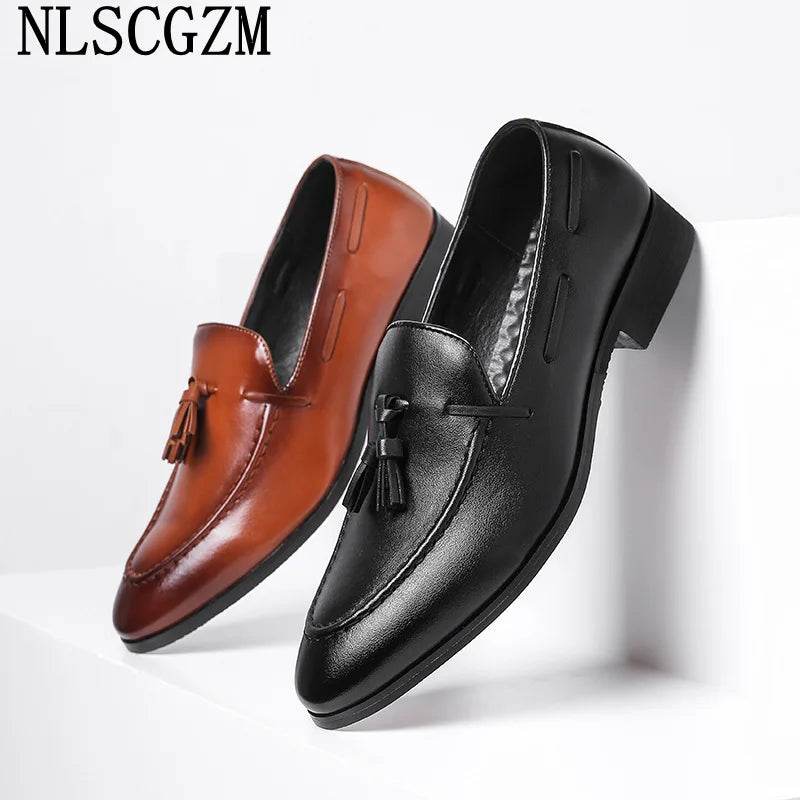 Amay Party Shoes Men Classic Italian Shoes Men Formal Evening Dress Loafers Luxury Elegant Men Shoes Leather Sepatu Slip On Pria Buty