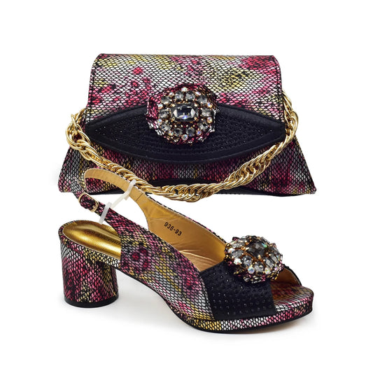 Momsey Shoe and Bag Set New 2024 Women Shoes and Bag Set gold Shoes with Matching Bag