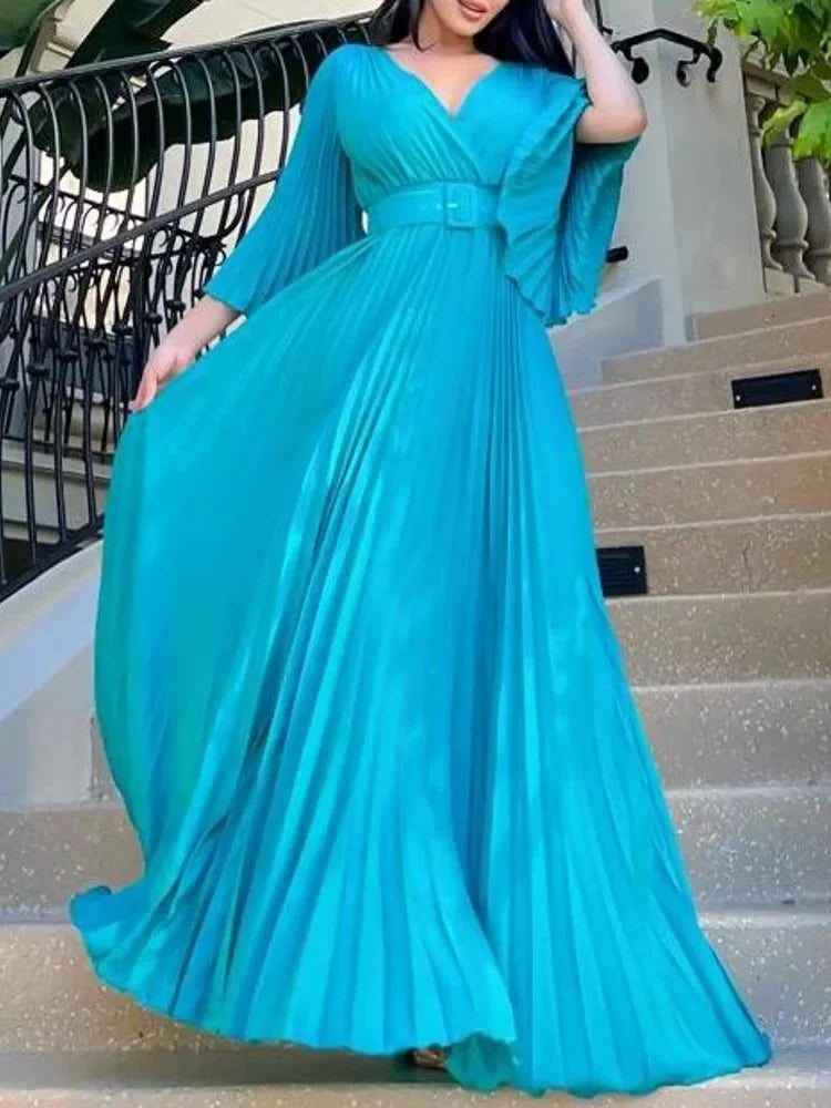 Amay Dress for Women Autumn Fashion Dashiki Solid Color 2 New Arrival Robe Elegant Party Maxy Dress