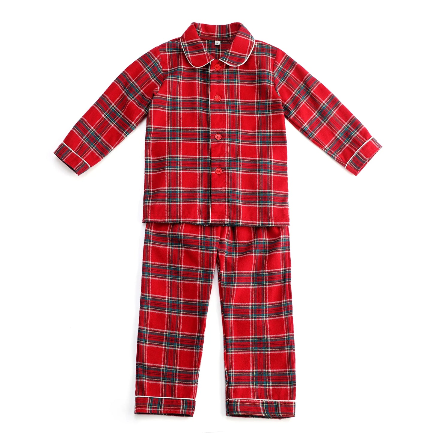 Babs pajamas red plaid cotton kids boy and girl family matching Christmas pyjamas sets