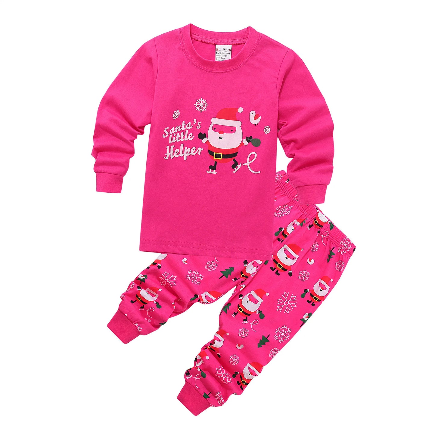 Kids Halloween Christmas Tops + Pant Cosplay Costume Boys Girls Santa Claus Print Pajamas Nightwear Home Clothing 2-7 Years