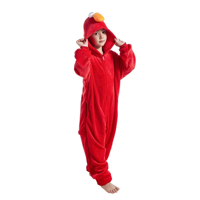 Kids Elmo Cookie Onesie Cosplay Costume Halloween Pajamas Christmas Boy Girl Full Body Zipper Clothes Cartoon Anime Homewear