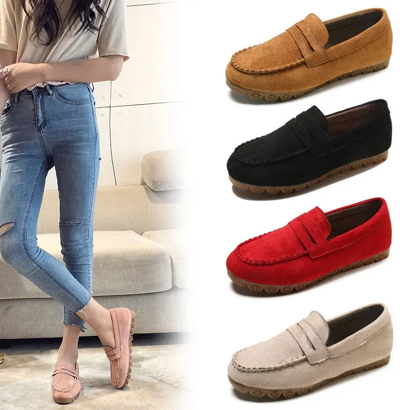 Maxy Women's Loafers Moccasins Woman Soft Bottom Non Slip Female Flats Shoes  Autumn Spring Slip On Sewing Ladies Lazy Shoes New