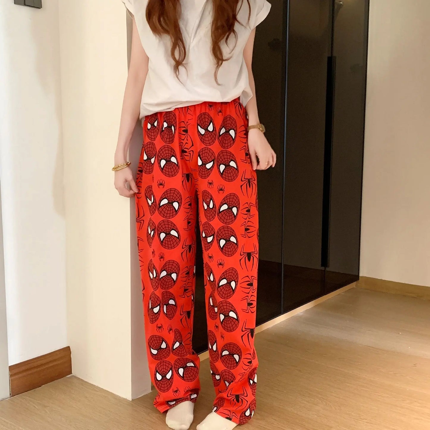 Maxy Spring Autumn Thin Hello Kitty Printed Women's Pajama Pants Summer Popular Loose Casual Pants Cartoon Home Casual Walking Pants