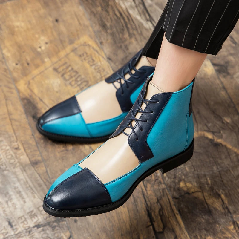 Amay Italian Style Chelsea Boots Mens Mid Calf Dress Shoes Business Formal Ankle Boots Male Winter Spring Split Leather Casual Shoes