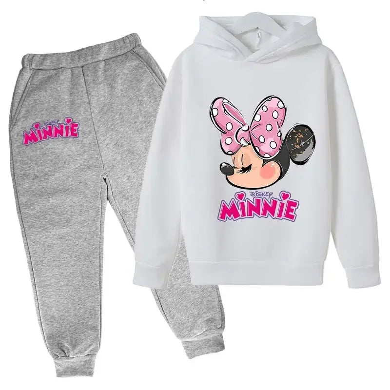 Minnie Mouse Clothes Set For Baby Girls With Autumn Winter Suit Mickey Mouse Toddler Kid Hoodies Set Infant Boy Clothing