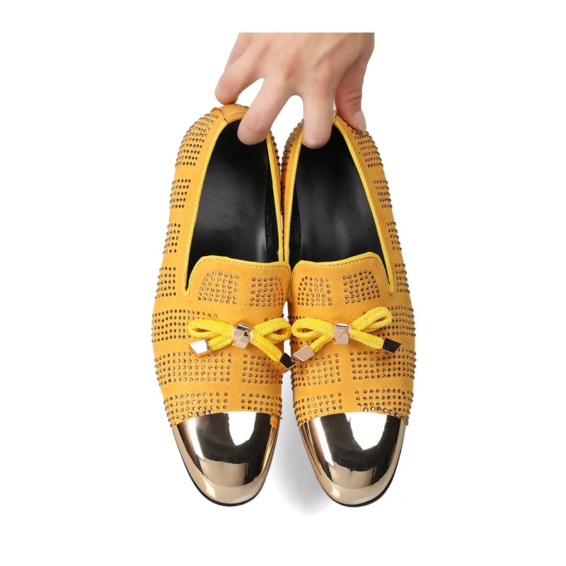 Maxy Autumn Metal Soup diamond COW LEATHER Luxurious Commercial affairs Customized Personality Party Socialize Shoes