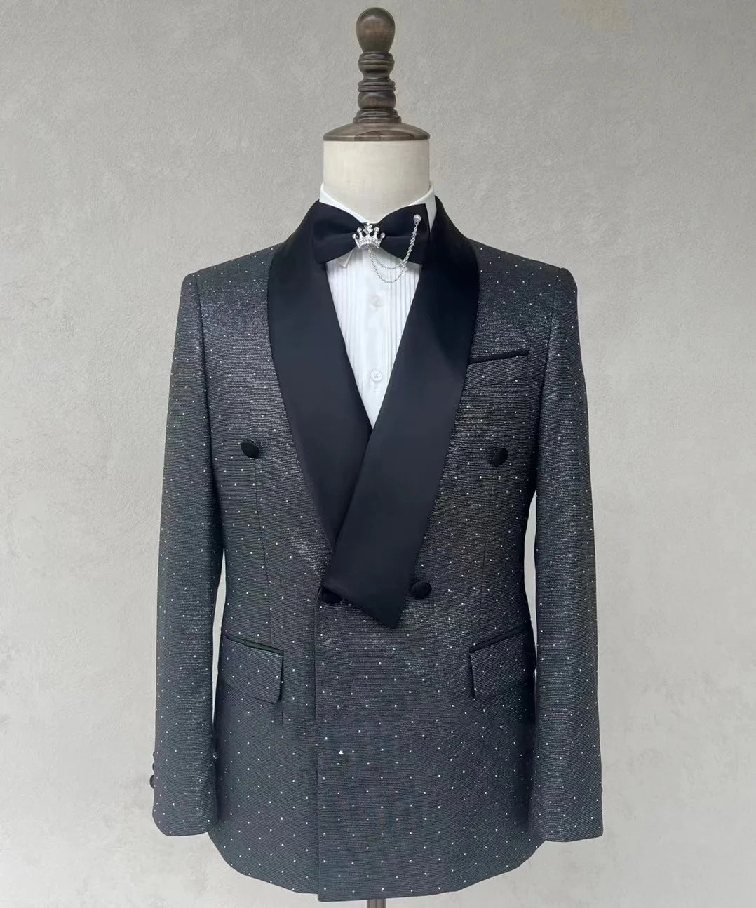 Visco Custom Latest Design Fashion double breasted Wedding for Suits Men's Formal sequins Blazers Party