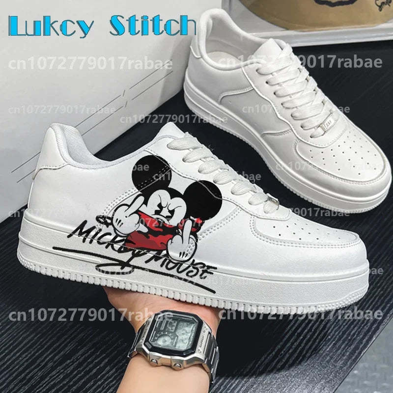 Amay Mickey Mouse couple Minnie Shoes Male Platform Sneakers Fashion Women kateboarding 3D graffiti Casual shoes Christmas present