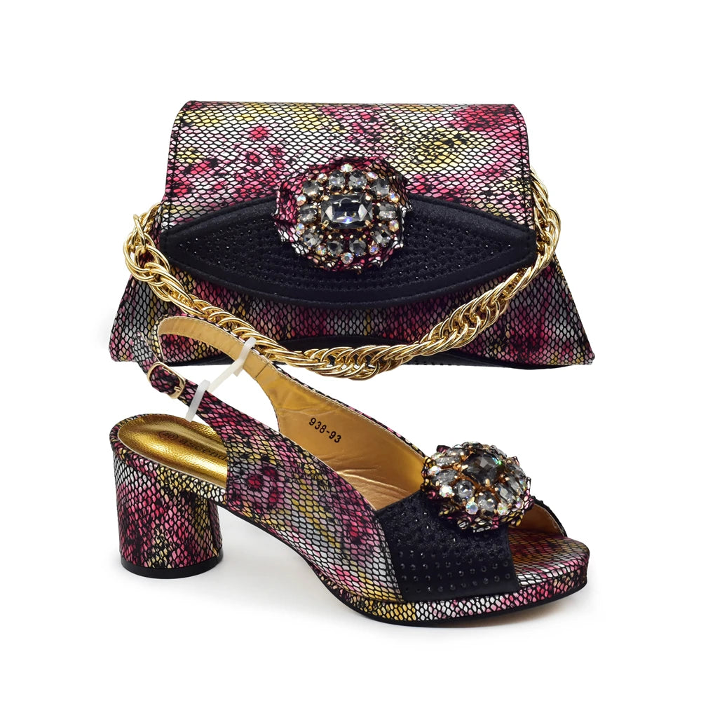 Momsey Shoe and Bag Set New 2024 Women Shoes and Bag Set gold Shoes with Matching Bag