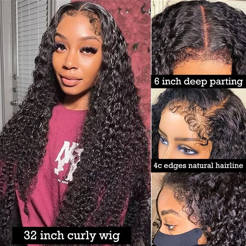 Maxy 250 Density Afro Kinky Curly Wig 13x6 Had Frontal 100% Human Hair 4c Edges 13x4 Deep Wave Lace Front Cheap Wigs For Women on sale