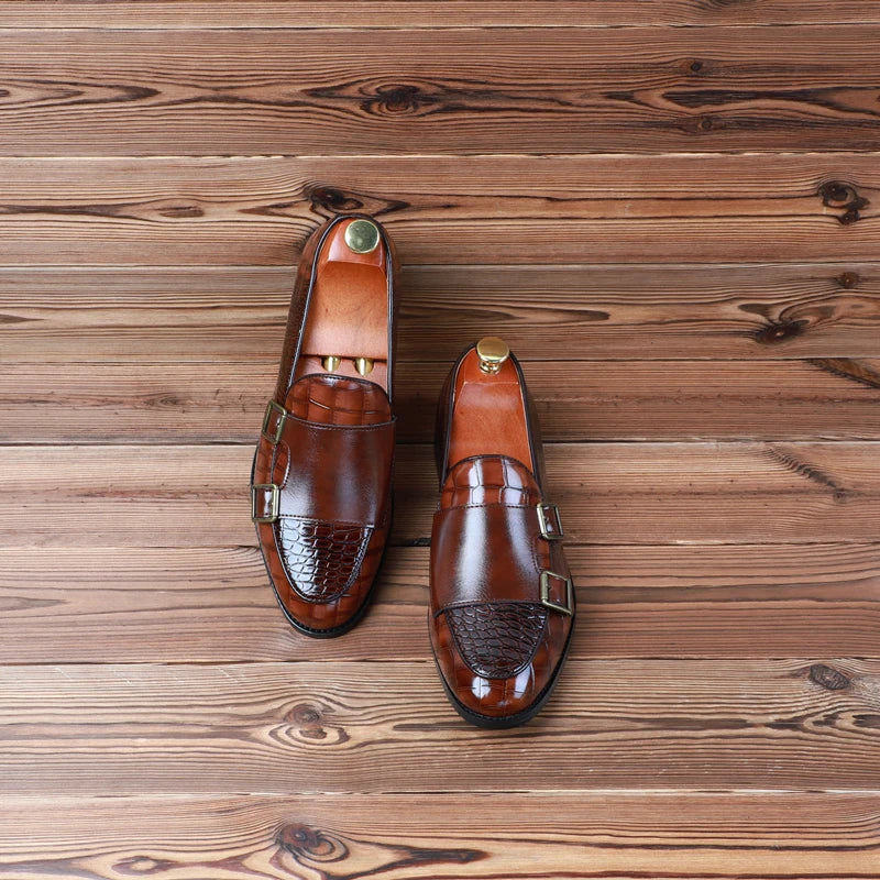 Amay New Spring Fashion British Men Casual Shoes Crocodile Designer Formal Dress Leather Shoes Business Work Loafers Italian Wedding