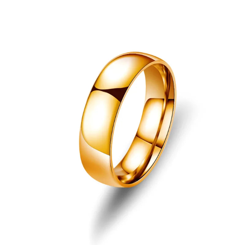 Maxy Simple 6mm Titanium Ring Women Men Prevent Allergy High Polished Wedding Rings Stainless Steel Couple Finger Jewelry Gifts