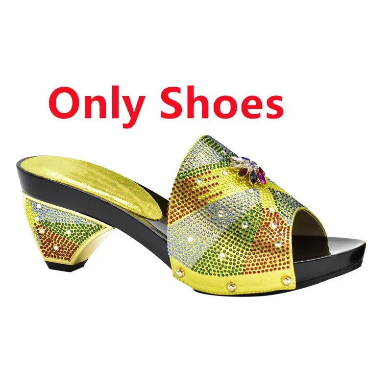 New Arrival Max Shoes and Bag Set Decorated with Rhinestone High Quality African Women Wedding Shoes and Bag Set Party Shoes