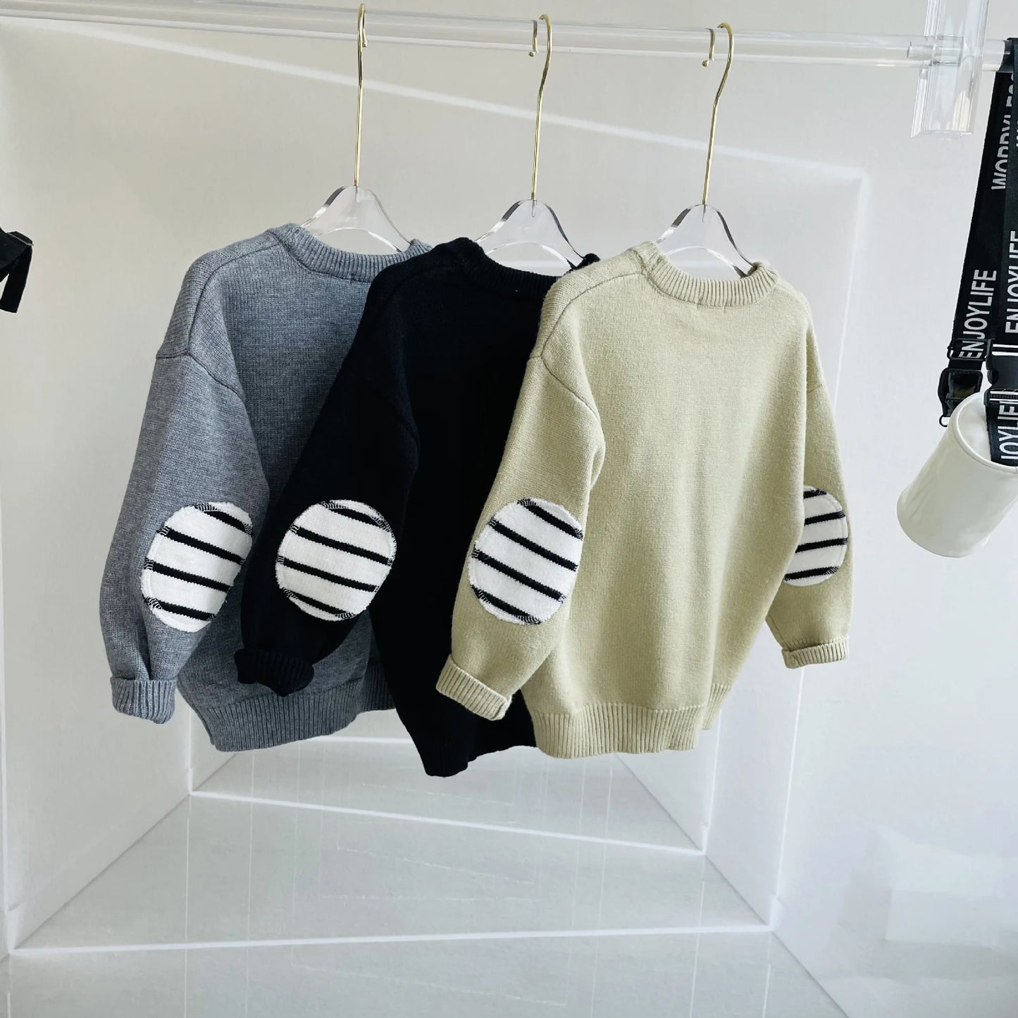 Maxy Baby Kids Sweater Patchwork Long Sleeve Fashion Big Boy Outfit O-Neck Knitted Clothes for 3-13T Autumn Fall Girl Toddler Outfits