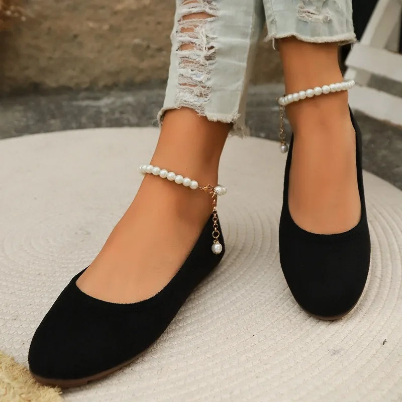 Maxy Style Comfortable and Versatile Women Spring and Autumn Outdoor Flat Shoes Round Toe Shallow Loafers Flat Shoes for Women