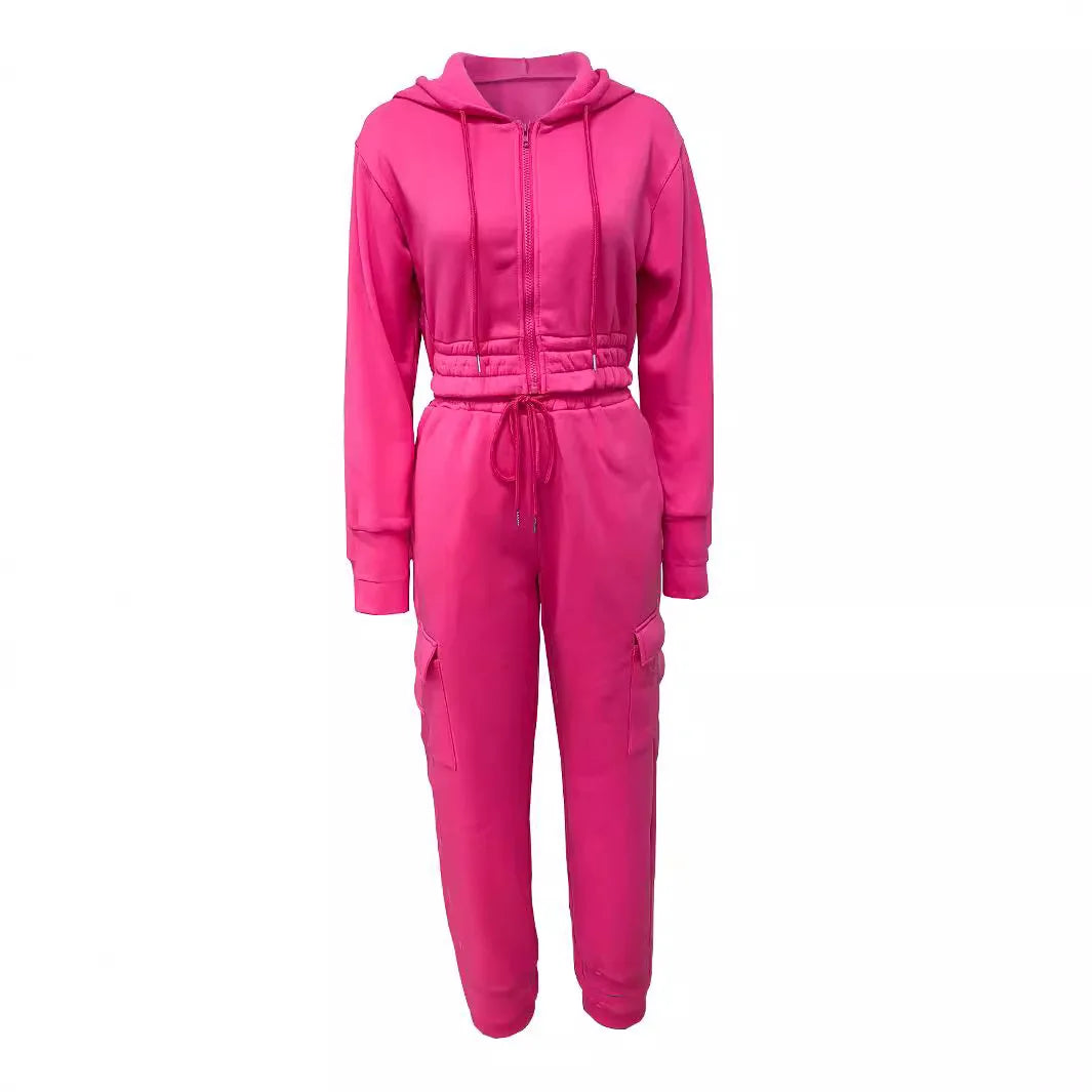 Maxy Two-piece Set Woman Streetwear Fashionable and Minimalist Hooded Warm Long Sleeved Sweatshirt Pocket Y2k Pants Suit for Female