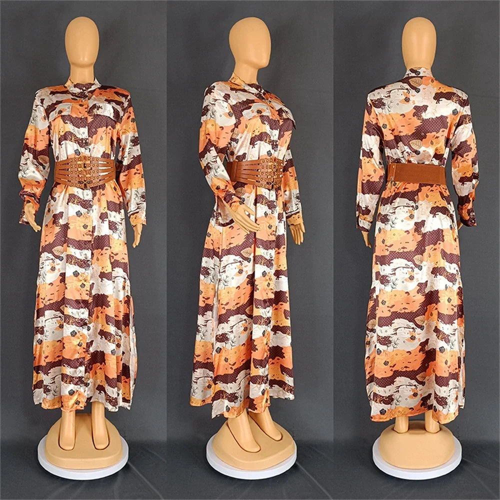 Maxy Dresses for Women Dashiki Print Floral Maxy Robe Dubai Turkey Muslim Abayas Party Gown Boho Boubou Clothes