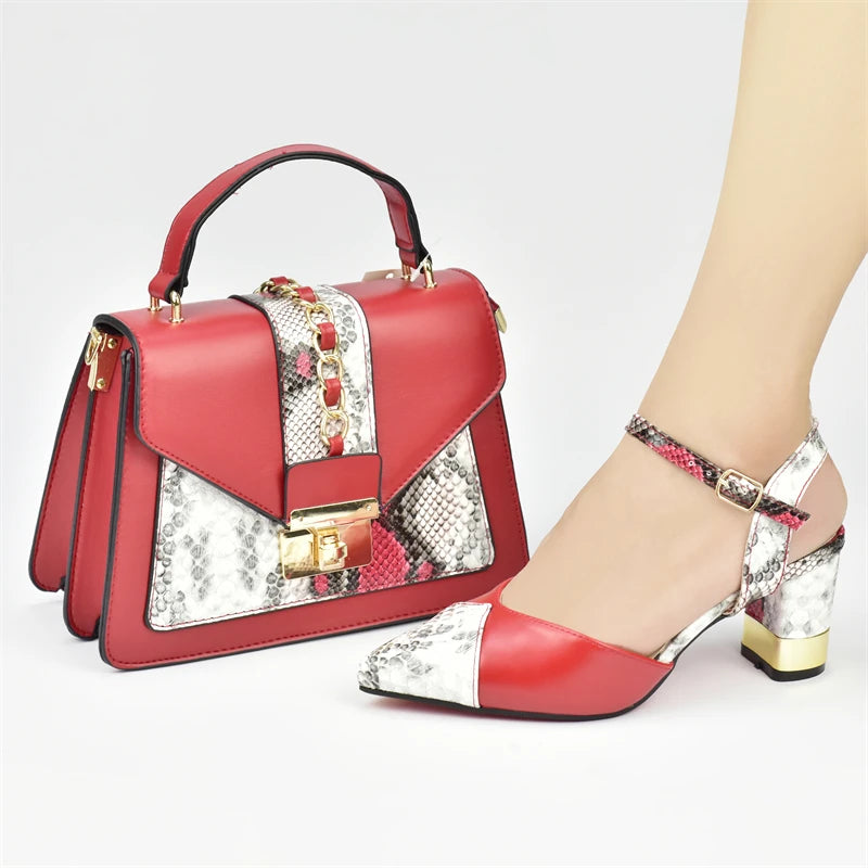 Momsey High Quality beautiful Style Ladies Shoes and Bags Set for Party!