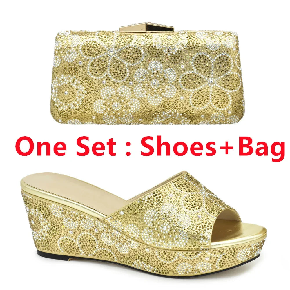 Maxy New Arrival High Quality Women Shoes and Bags To Match Set Italy Shoes and Matching Purse for Women Party Summer Shoes Big Size